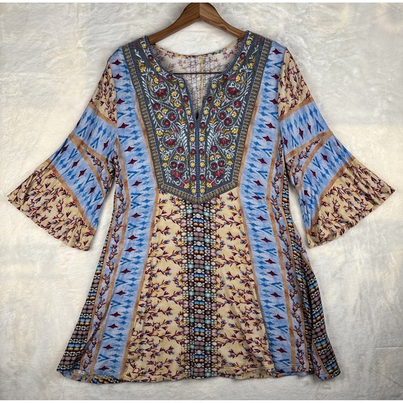 Soft Surroundings Tops - Soft Surroundings Womens Sz S‎ Fifi Embroidered Floral Tunic Top Blouse Festival